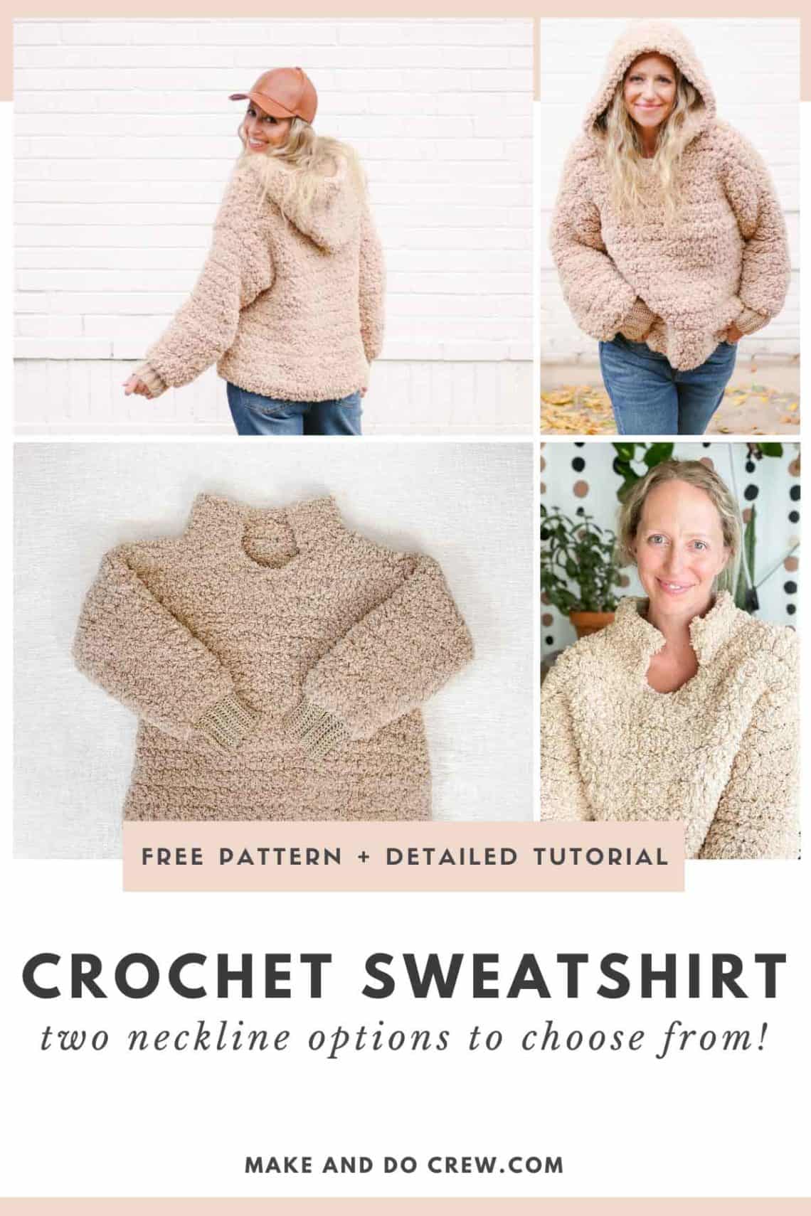 Free Crochet Hoodie Pattern + Tutorial (sherpa fleece!) » Make & Do Crew