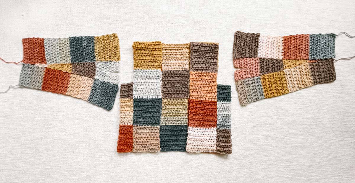 crochet patchwork cardigan in progress.