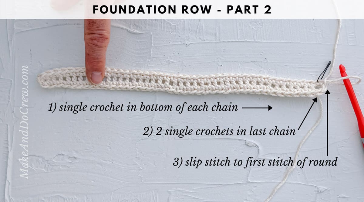 Foundation chain for a crochet potholder.