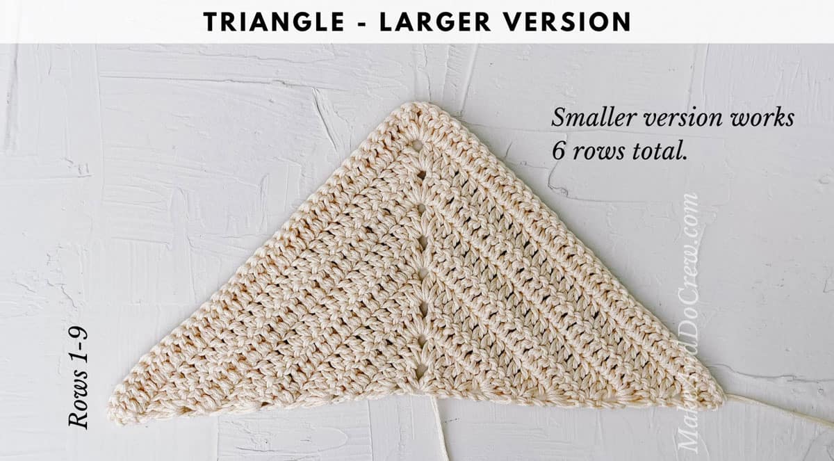Triangle panels for a crochet purse.