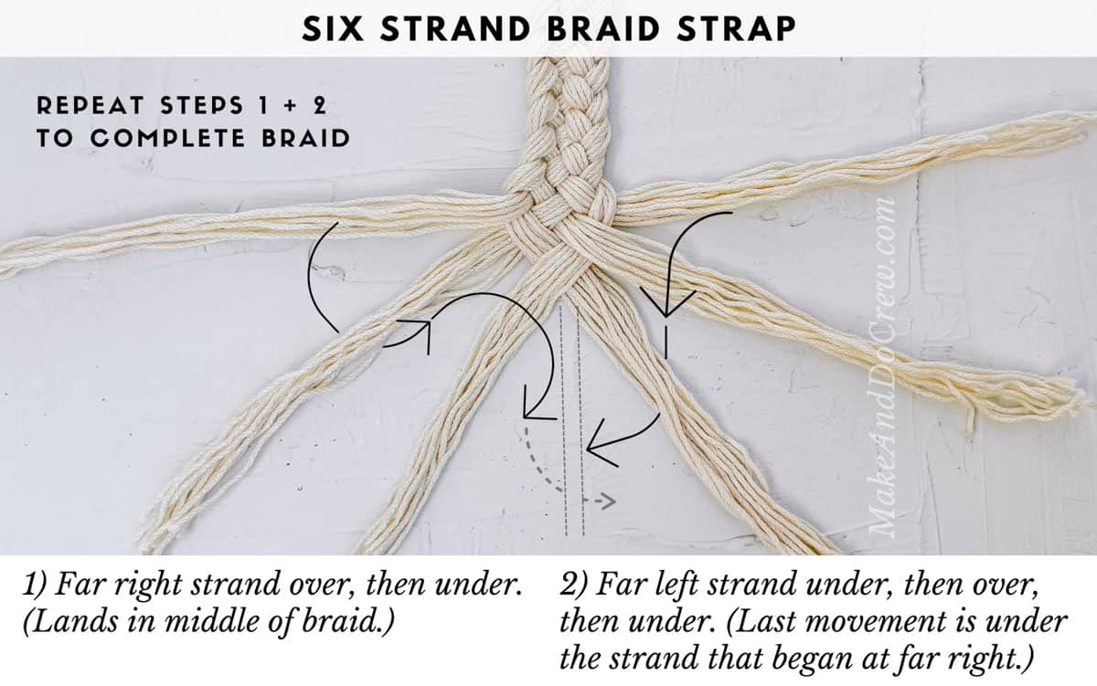 How to do a six strand braid to make a handle for a crocheted bag.