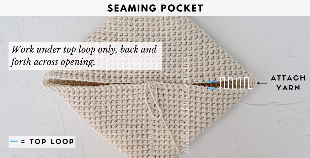 How to seam double thick potholder closed.