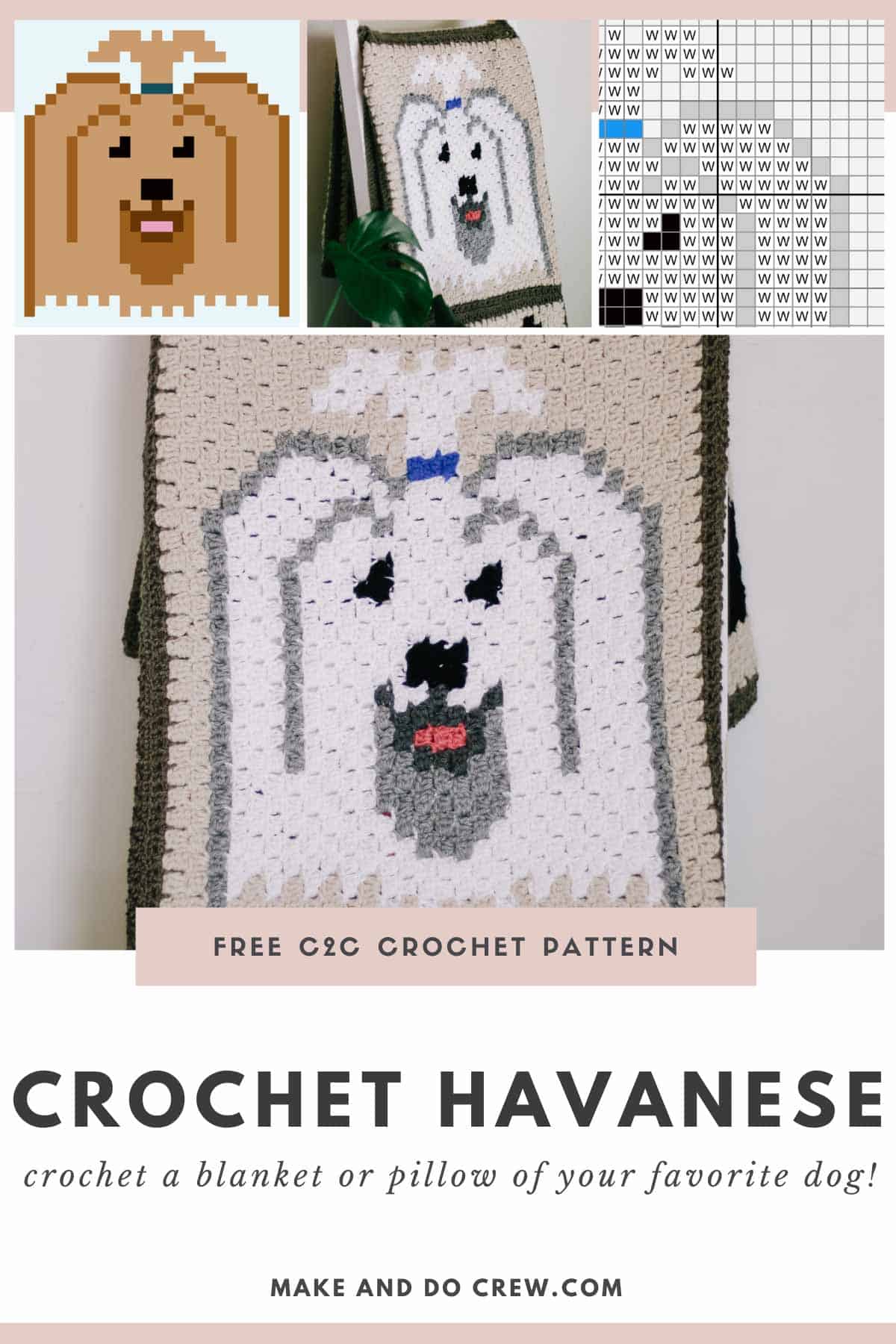 This image shows a corner to corner crochet havanese square free pattern.