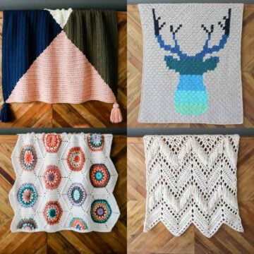 Four crochet blankets