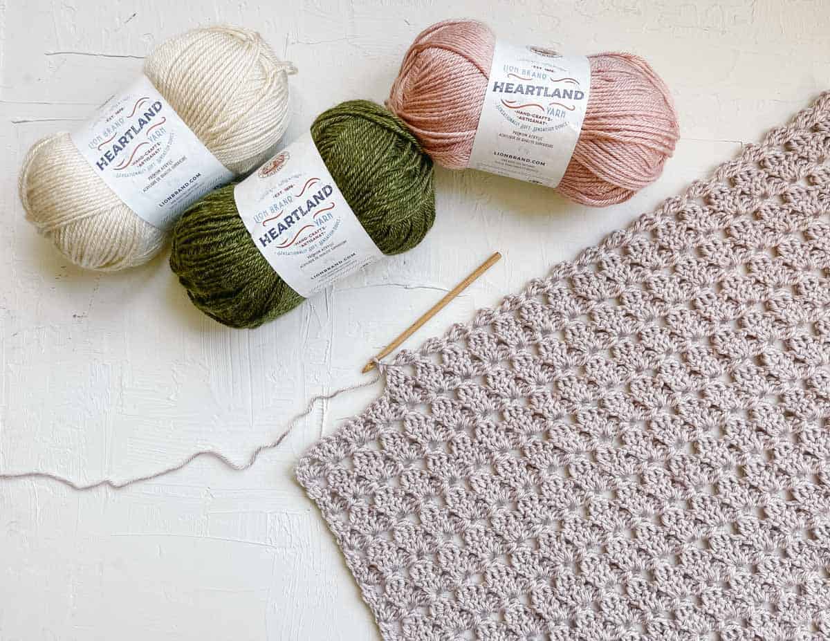 June ~ Cable Crochet update ~ Heartland yarn from Lion Brand ~ by Lisa's  Pine Notes 