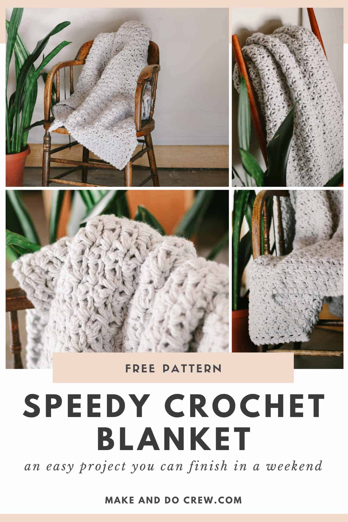 Fast Chunky Crochet Blanket - Free Pattern [5 sizes]