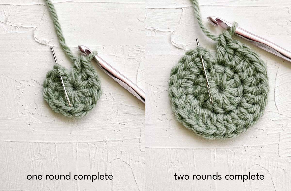 How to finish a round of double crochet by slip stitching to join rounds.