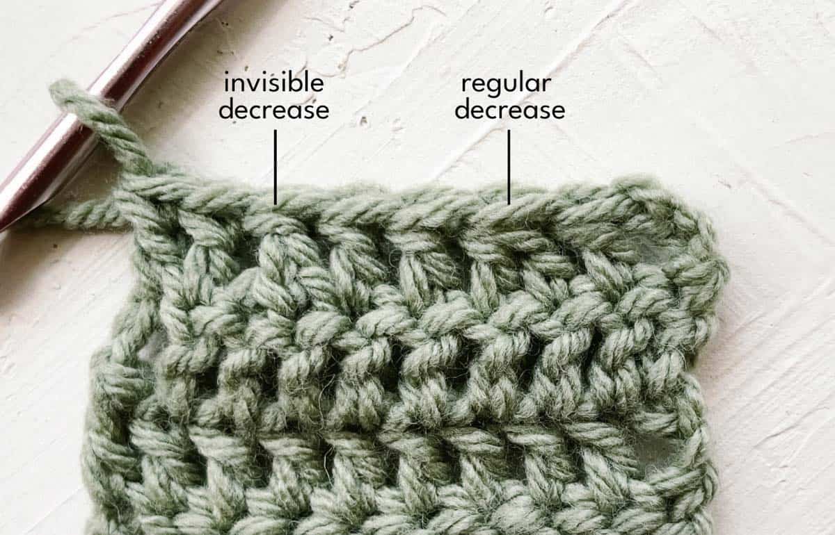 Comparison of two types of double crochet stitch decreases.