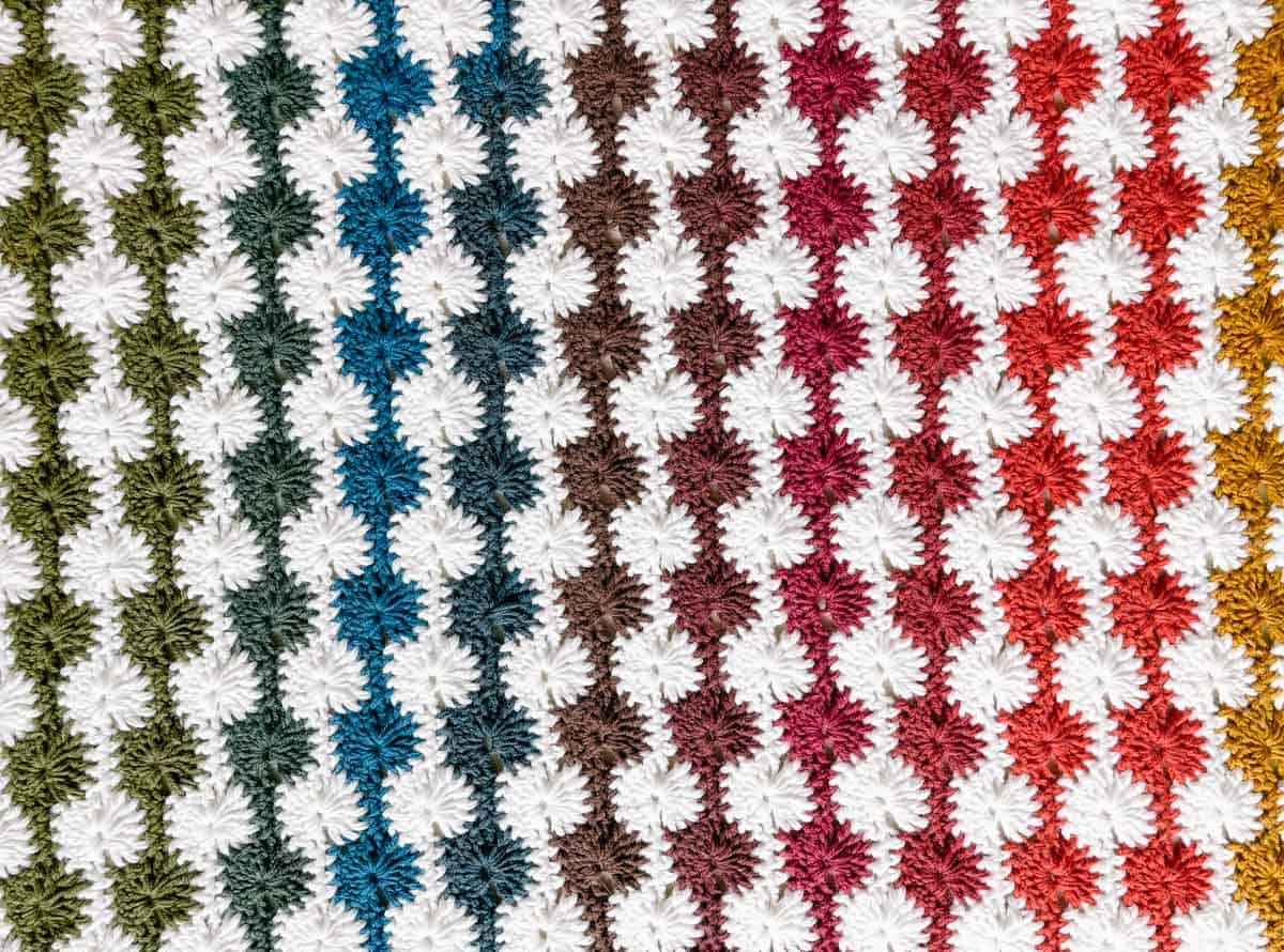 Catherine Wheel crochet stitch stripes.