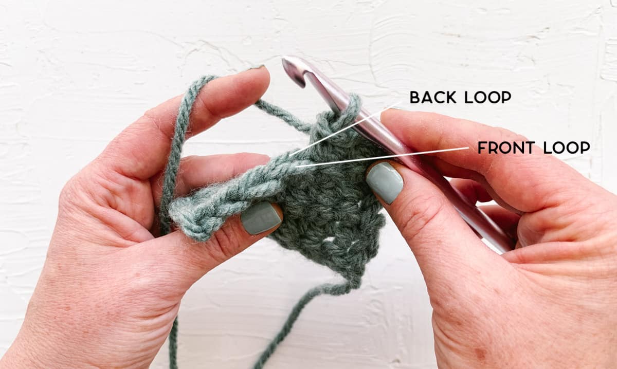 How to identify the front loop vs the back loop in single crochet.