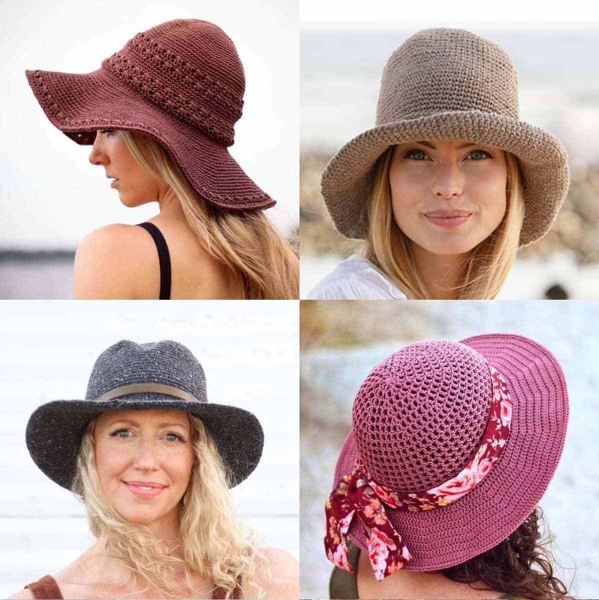 2 Pack Crochet Bucket Hat Straw Sun Hat Soft Handmade Foldable Hat