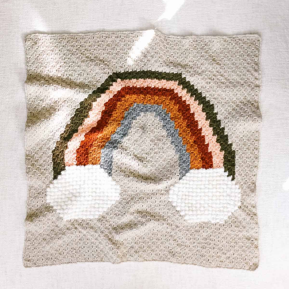Muted, Modern Rainbow C2C Crochet Blanket Pattern