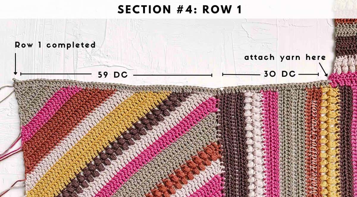 Diagram of crochet patchwork blanket pieces.