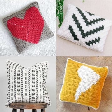 Four crochet pillow free patterns.