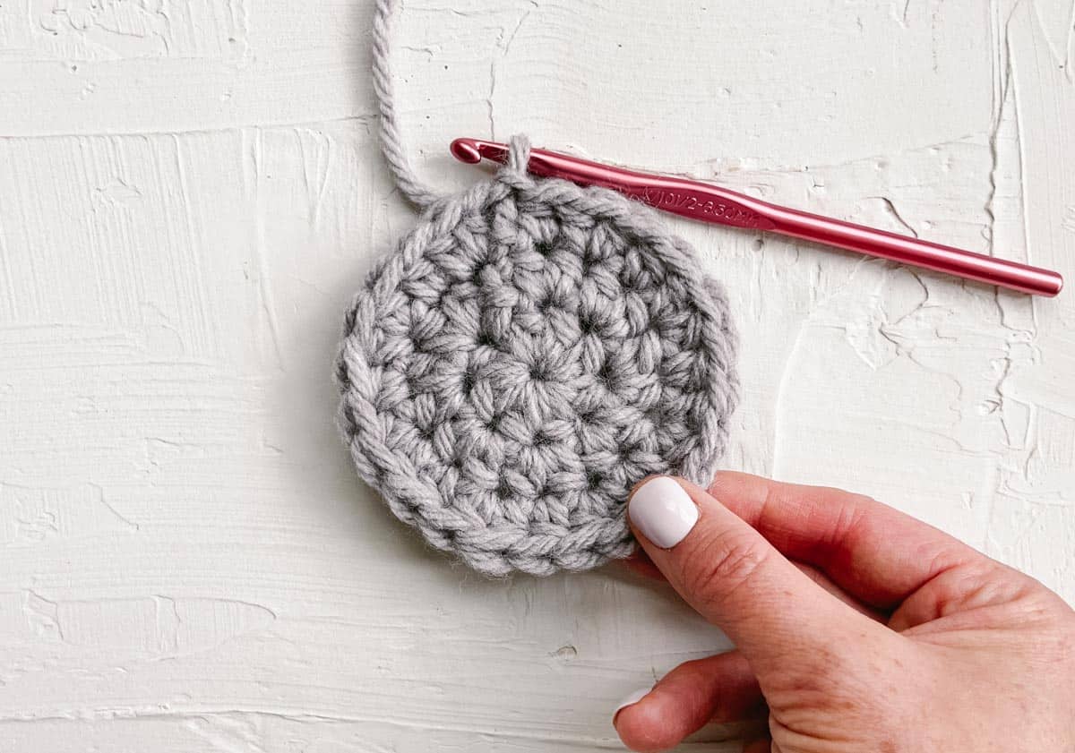 Circle of half double crochet stitches in the round.