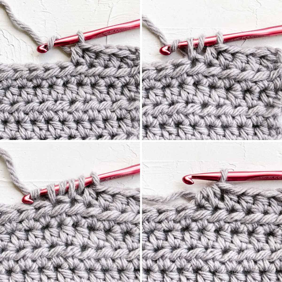 Half double crochet (hdc) decrease step-by-step tutorial.