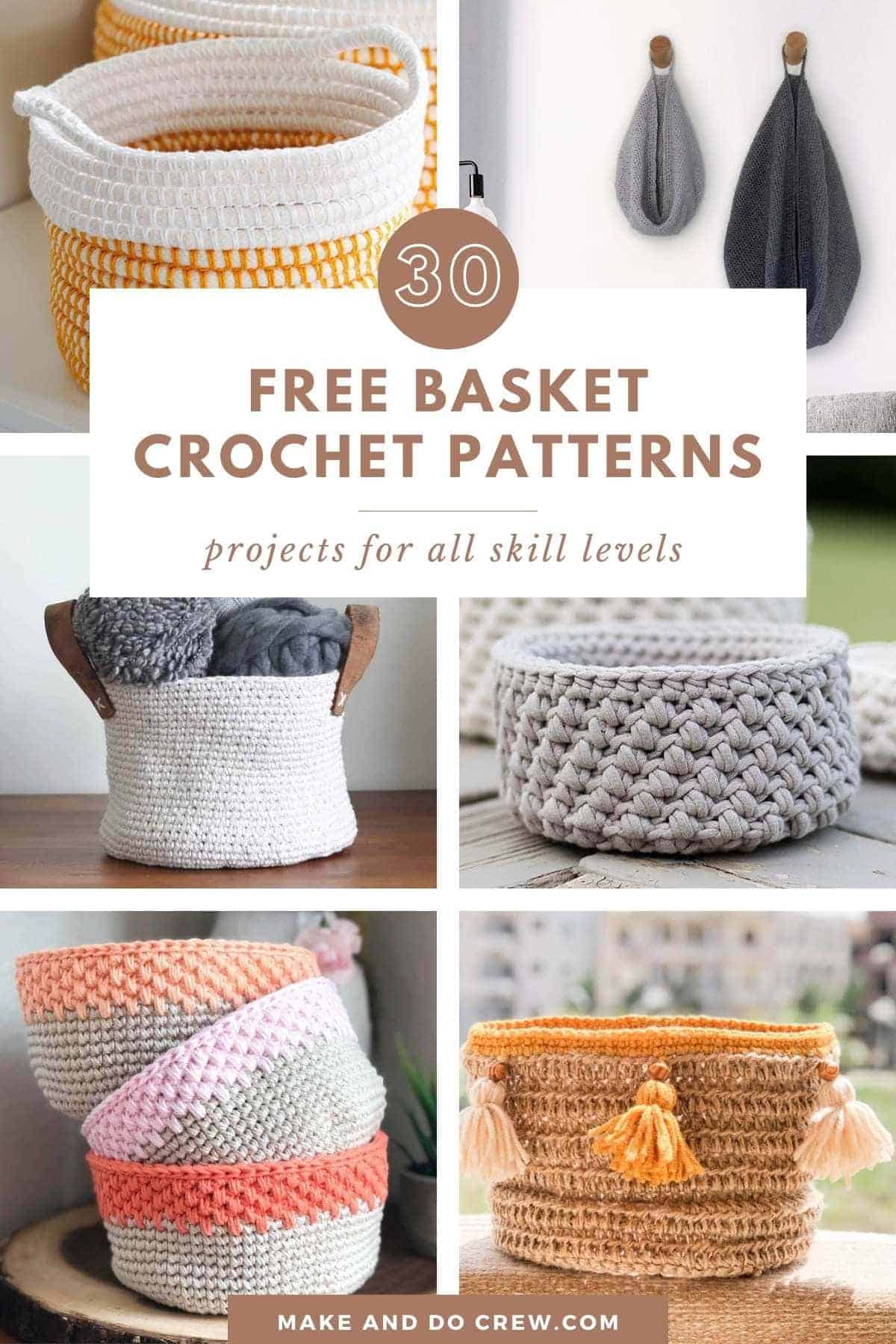 Modern collection of crochet basket patterns.