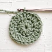 A circle made from double crochet stitches.