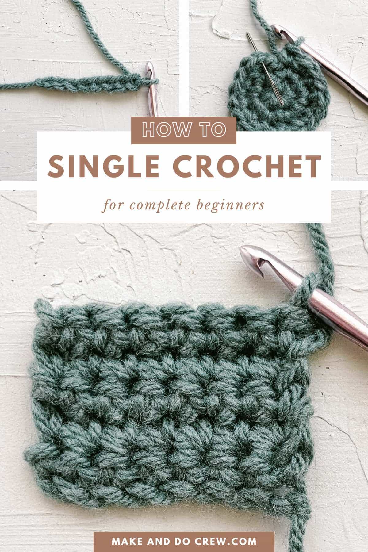 Collection of single crochet stitch step by step tutorial for beginners.