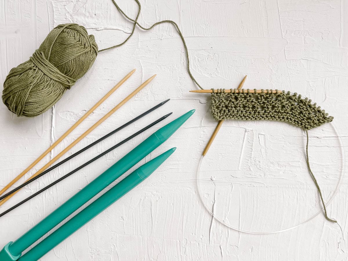 Straight knitting needles, circular knitting needles and double pointed knitting needles.