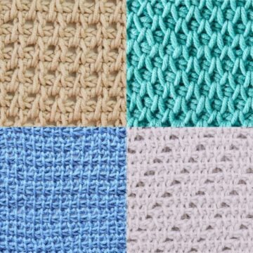 Four Tunisian crochet stitches.