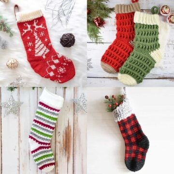 Four Christmas stockings crochet patterns.