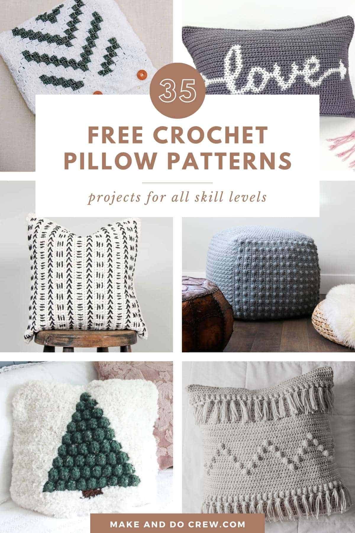 Collection of free crochet pillow patterns for all skill levels.