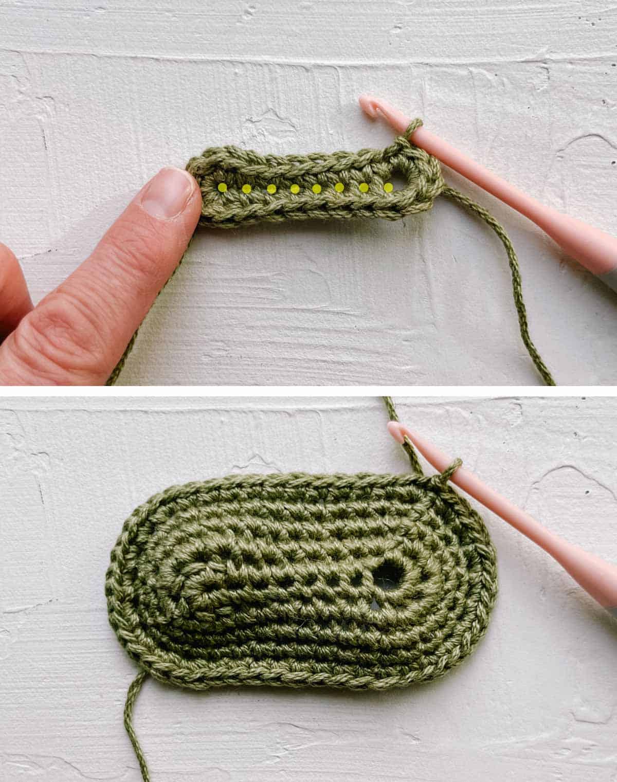How to start crochet baby bootie sole.