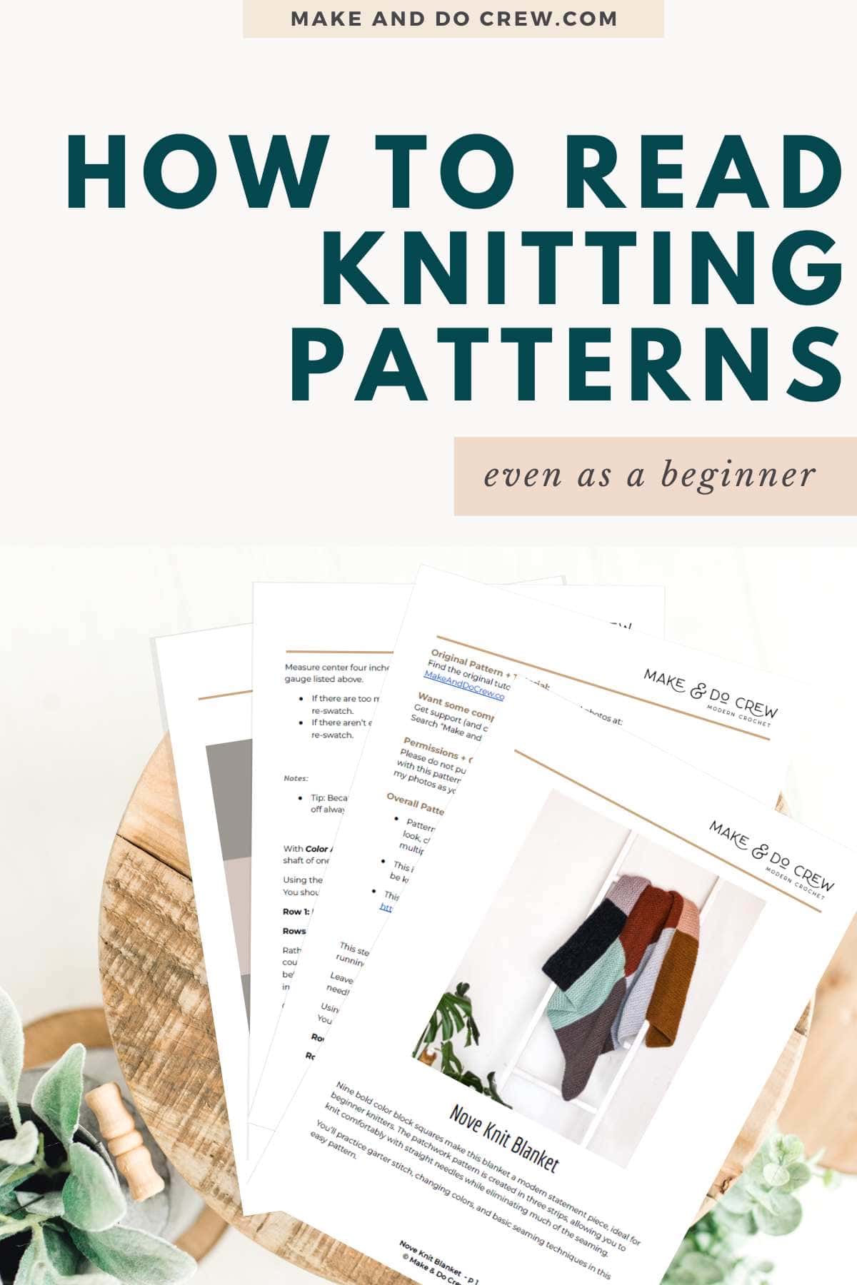 How to read knitting patterns for beginners guide.