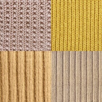 Four types of rib knit stitches.