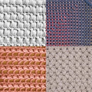 Four grid collection of unique crochet stitches,