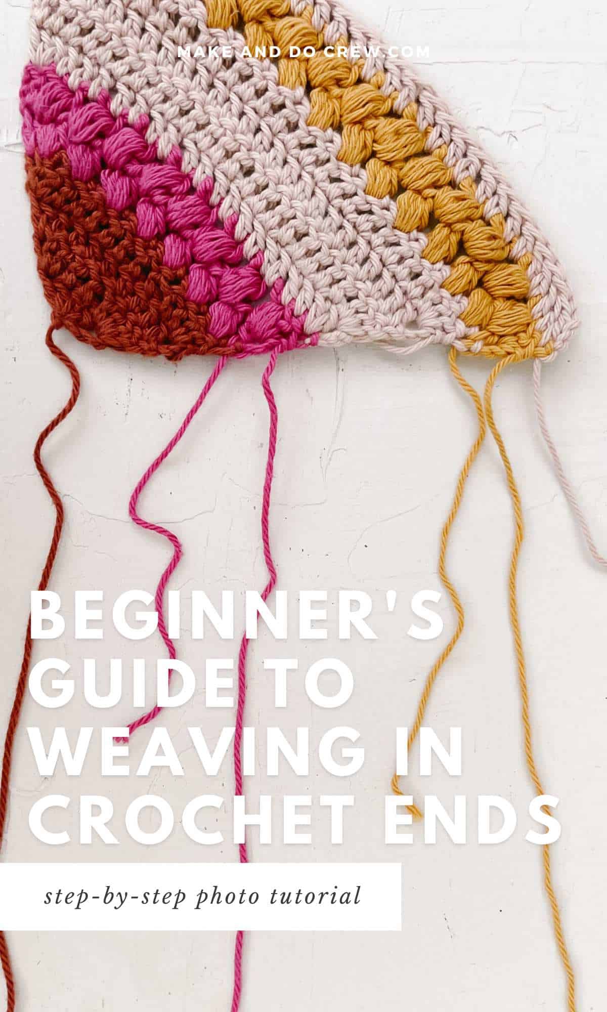 An in-progress beginners guide to weaving in crochet ends of multiple yarns.