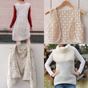 Four grid crochet vest patterns.