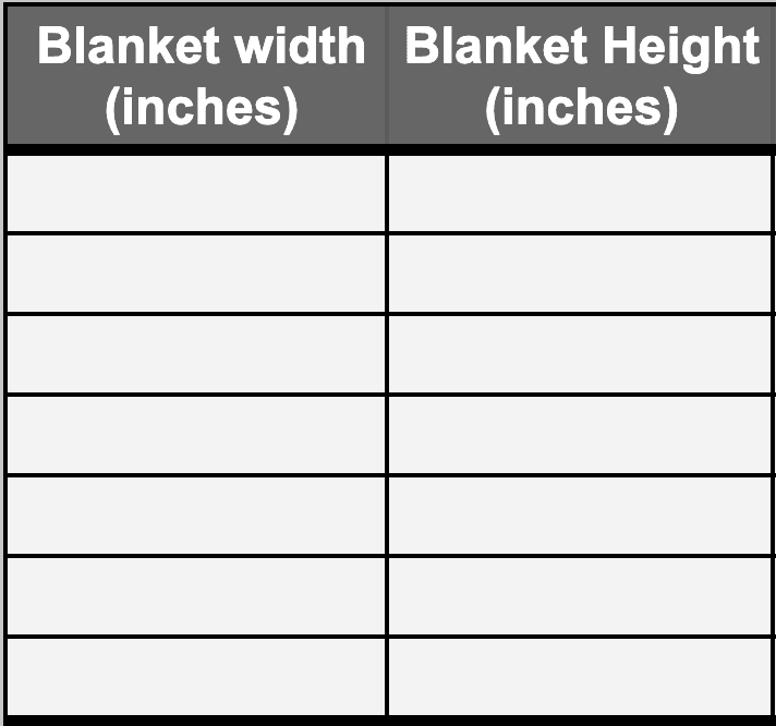 Spreadsheet that calculates weight of crocheted blanket with beads added.