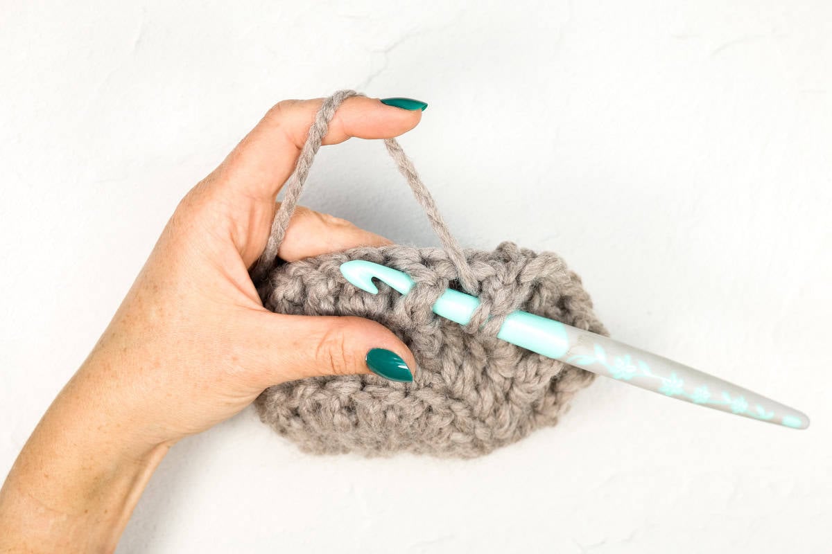 How to do a front post double crochet stitch by inserting hook from front to back and back to front.