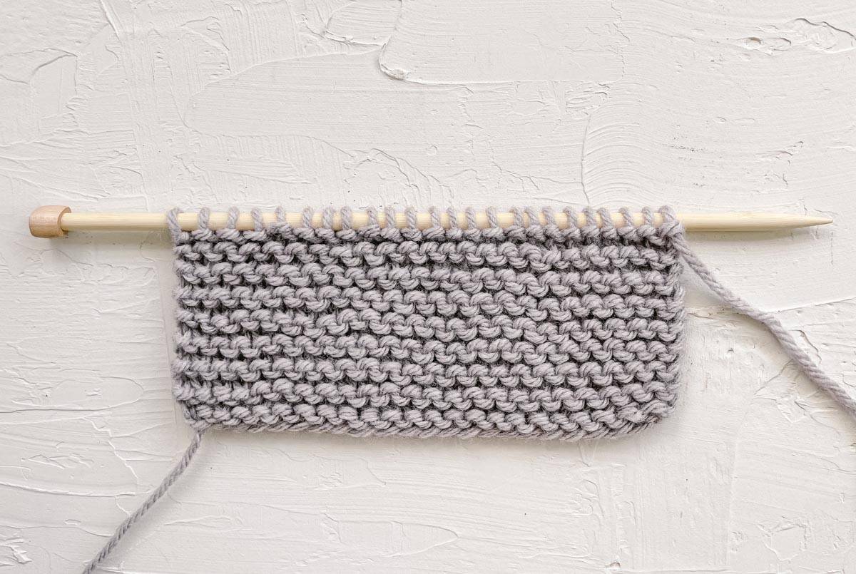 Garter stitch in an in-progress rectangle.
