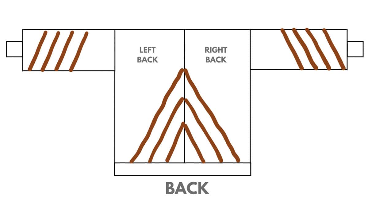 Graph illustration of the back part of the cardigan.
