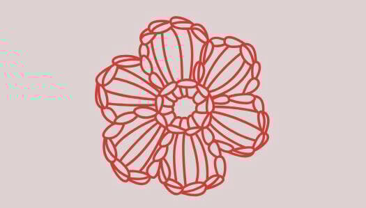 A crochet flower illustration.
