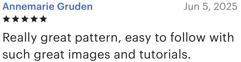 Positive customer review for Make and Do Crew patterns.

