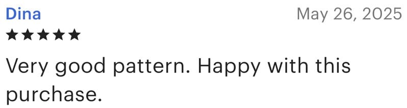 Positive customer review for Make and Do Crew patterns.
