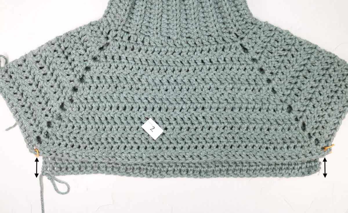 Back rows added to yoke to make the sweater neck fit better.