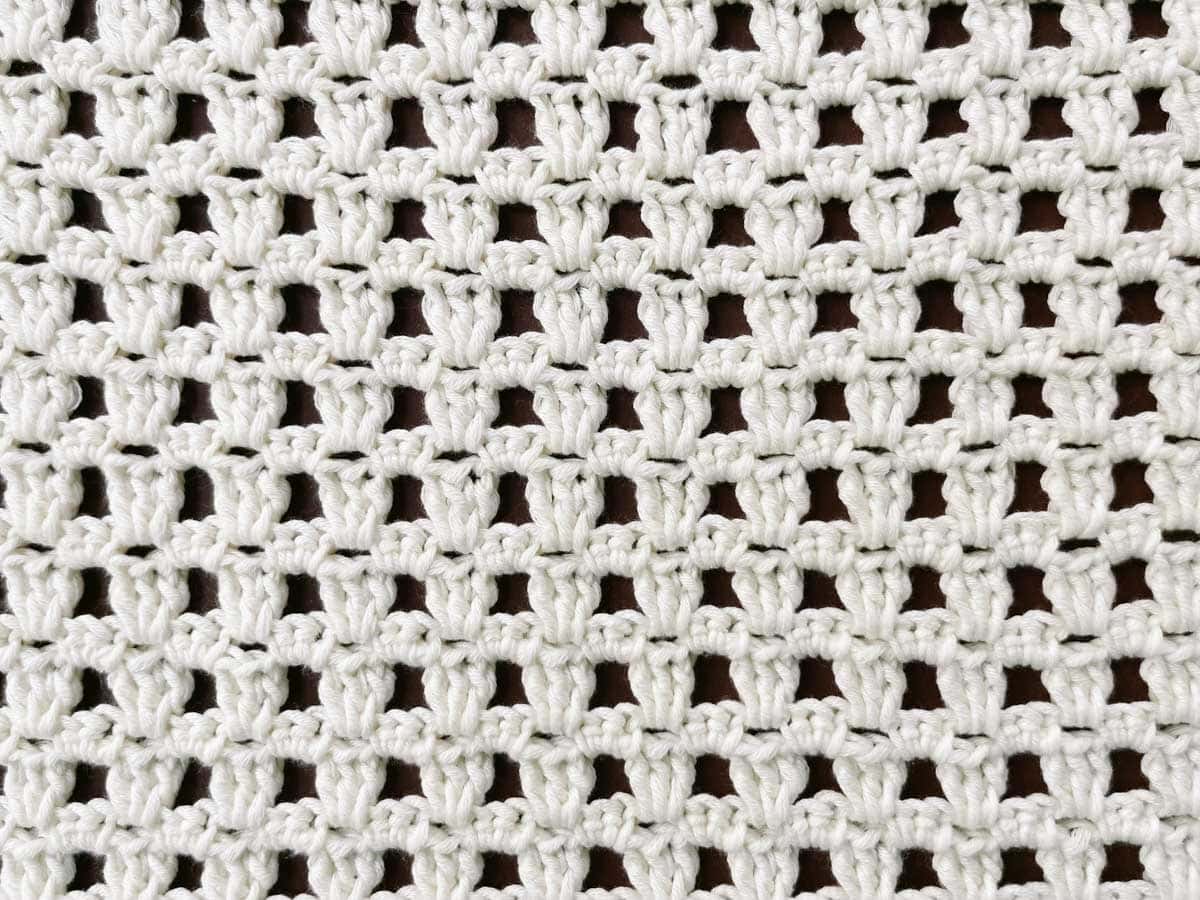 Mesh crochet stitch made from single and double crochet.